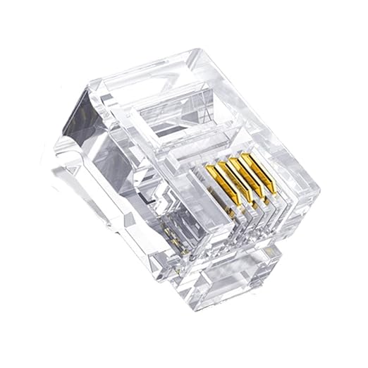 RJ11 Connectors 25 Pack 6P4C Plug Telephone Modular Plug Phone Jack Adapter Crimp End Telephone Cord Connector