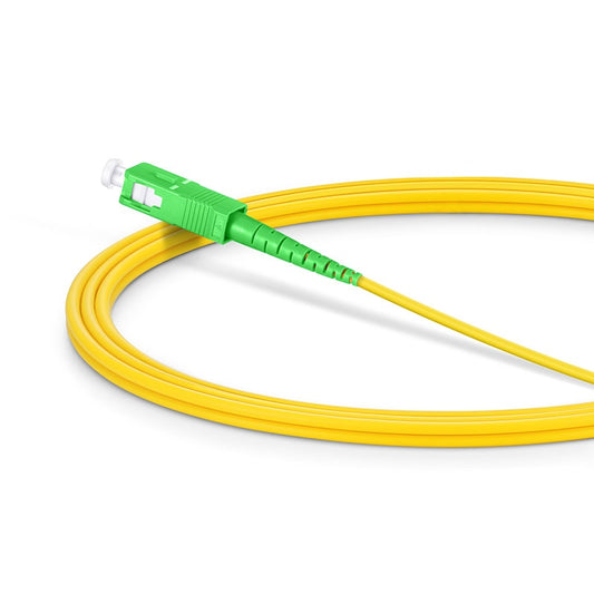 Fiber Patch Cable 2M (7FT) , 1 Fiber, SC/APC Simplex TO SC/APC Simplex, OS2 Single Mode, Riser(OFNR), 0.9MM, Tight-Buffered, Yellow