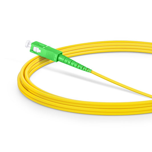 Fiber Patch Cable 3M (10FT), 1 Fiber, SC/APC Simplex TO SC/APC Simplex, OS2 Single Mode, Riser(OFNR), 0.9MM, Tight-Buffered, Yellow