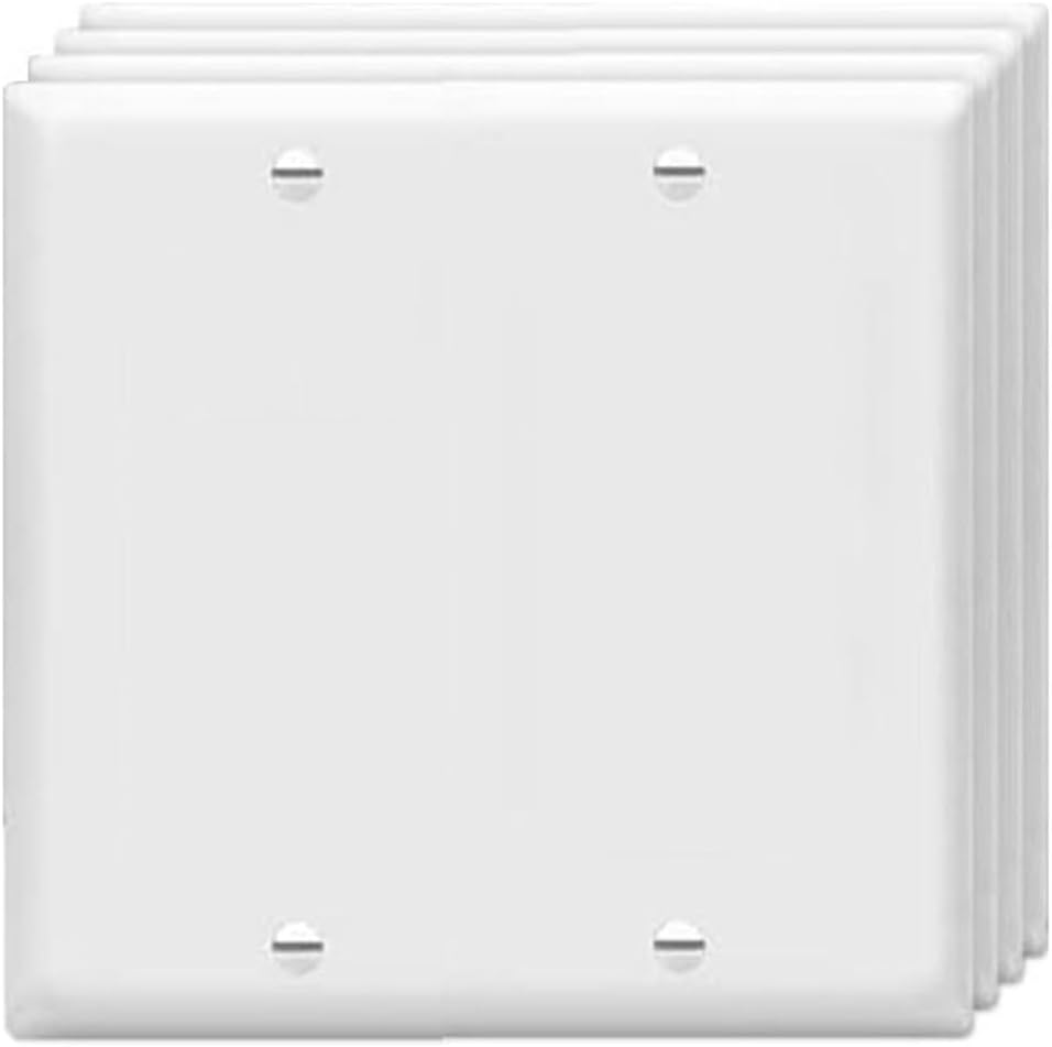 Blank Wall Plates (4 Pack) 2-Gang Blank Switch Outlet Electrical Cover Plate Unbreakable Thermoplastic Faceplate for Light Receptacle Outlet Switch, White