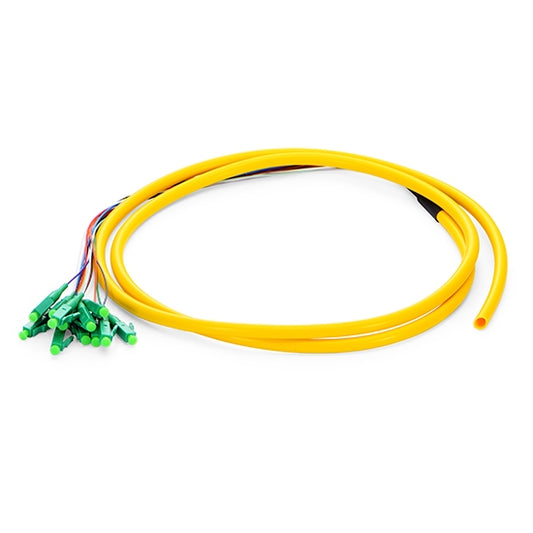 Fiber Pigtail 1.75M (5FT), LC/APC TO UNTERMINATED, 12 Fibers, Bunch,OS2 Single Mode, Riser(OFNR), 0.9MM, Tight-Buffered, Yellow