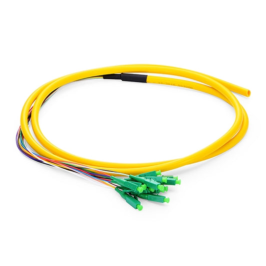 Fiber Pigtail 1M (3FT), LC/APC TO UNTERMINATED, 12 Fibers, Bunch, OS2 Single Mode, Riser(OFNR), 0.9MM, Yellow