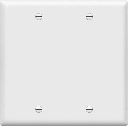 Blank Wall Plates (4 Pack) 2-Gang Blank Switch Outlet Electrical Cover Plate Unbreakable Thermoplastic Faceplate for Light Receptacle Outlet Switch, White