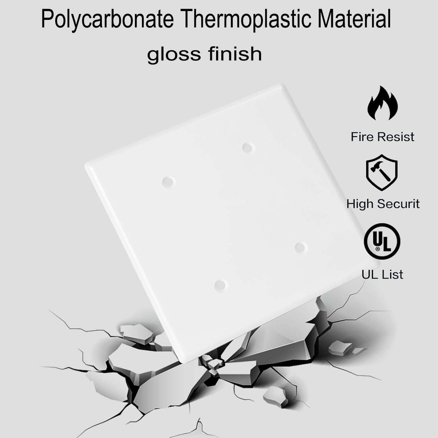 Blank Wall Plates (4 Pack) 2-Gang Blank Switch Outlet Electrical Cover Plate Unbreakable Thermoplastic Faceplate for Light Receptacle Outlet Switch, White