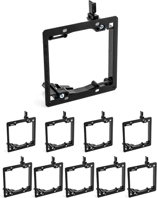 Double Gang Drywall Mounting Bracket 10PK, LOW VOLTAGE ONLY, BLK, Mudring