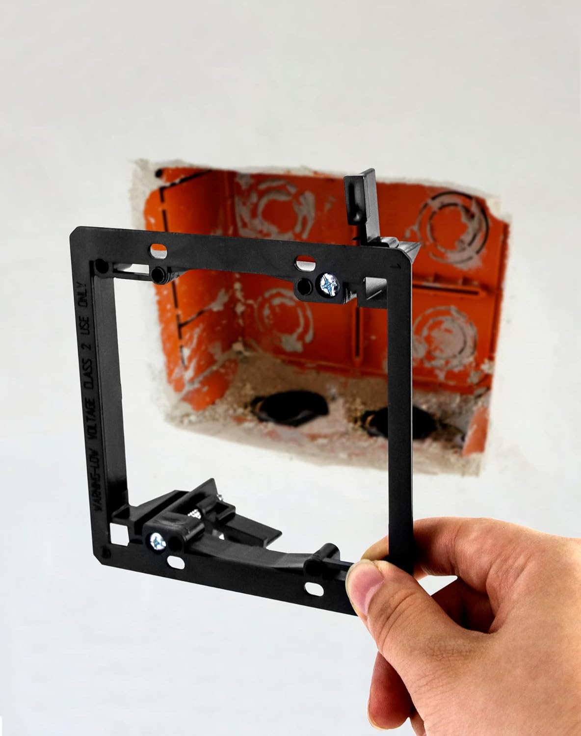 Double Gang Drywall Mounting Bracket 10PK, LOW VOLTAGE ONLY, BLK, Mudring