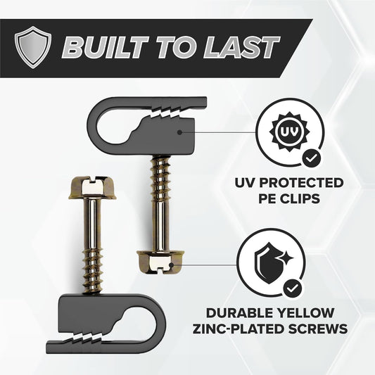 Wire Clips, Single Cable Wall Clip, Coaxial, Cat6, Electrical Wire, Ethernet, 1/4 in (6 mm) Screw Fastener