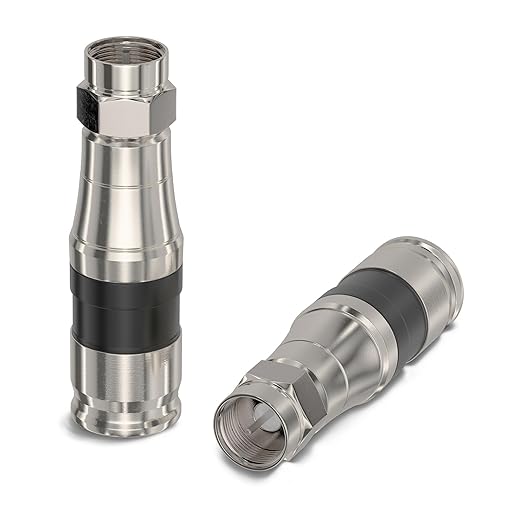 Compression Connectors for RG11 Coaxial Cable, 10 PCS, Water Tight O Ring, Indoor/Outdoor, F81, F-Type, 75 Ohm, 3 GHz, Black