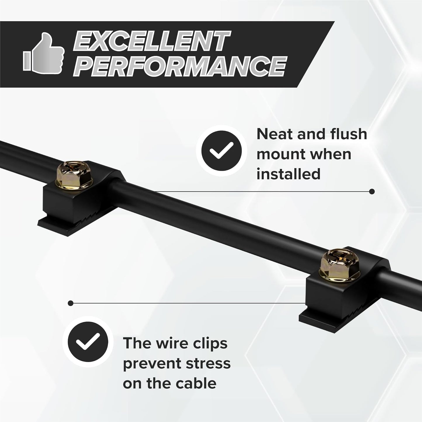 Wire Clips, Single Cable Wall Clip, Coaxial, Cat6, Electrical Wire, Ethernet, 1/4 in (6 mm) Screw Fastener