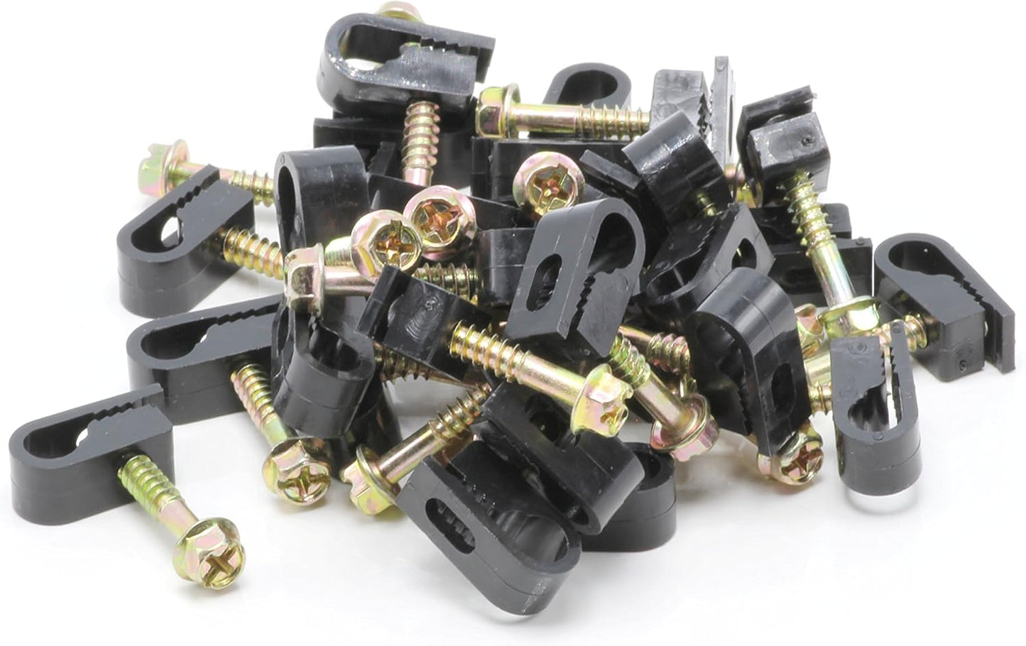 Wire Clips, Single Cable Wall Clip, Coaxial, Cat6, Electrical Wire, Ethernet, 1/4 in (6 mm) Screw Fastener