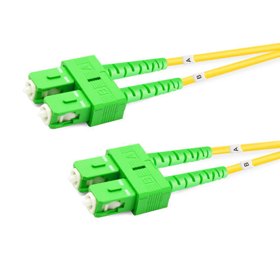 Fiber Patch Cable 3M(7FT),2 FIBERS,  SC/APC Duplex,  OS2 Single Mode, Riser(OFNR), 0.9MM, Yellow