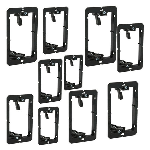 Single Gang Drywall Mounting Bracket 10PK, LOW VOLTAGE ONLY, BLK, Mudring