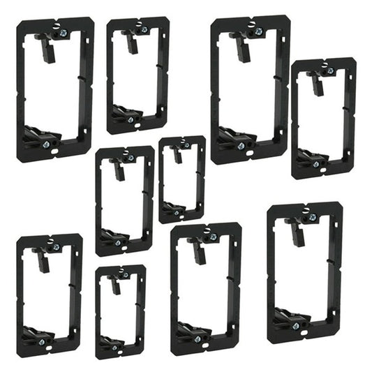 Single Gang Drywall Mounting Bracket 10PK, LOW VOLTAGE ONLY, BLK, Mudring