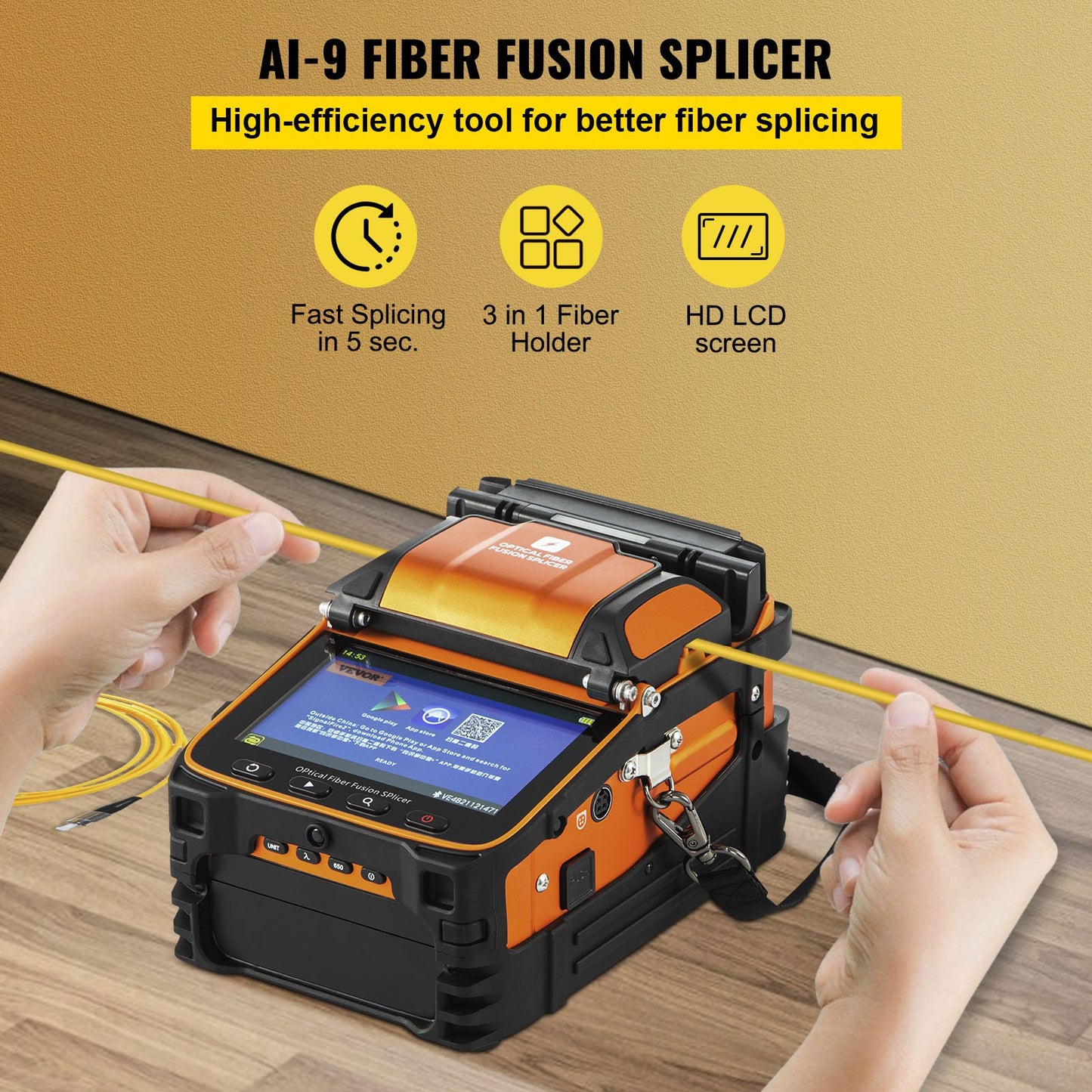 Fiber Optic Fusion Splicer VEVOR AI-9 Fiber Optic Splicing Machine