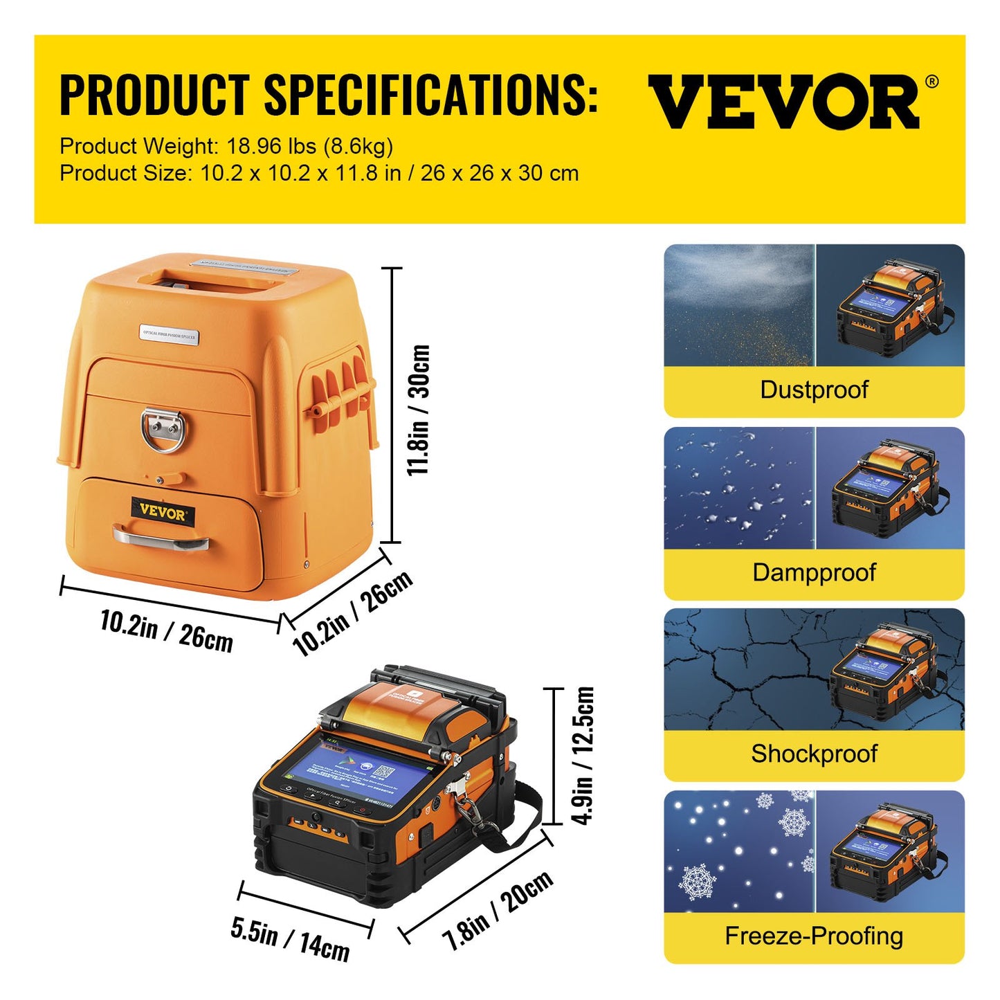 Fiber Optic Fusion Splicer VEVOR AI-9 Fiber Optic Splicing Machine