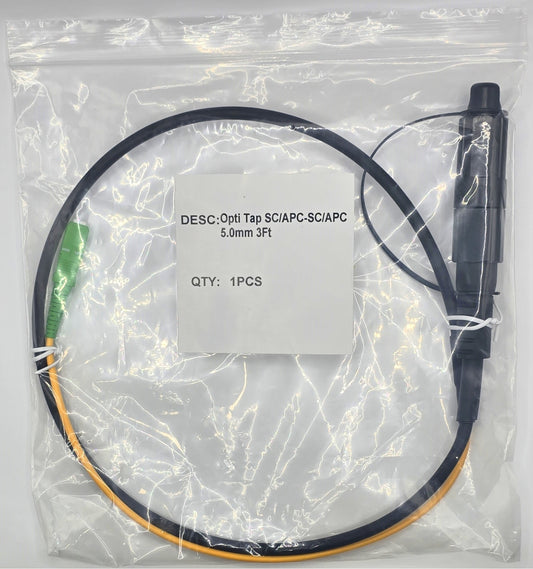 Fiber Patch Cable OptiTap®, 1M (3FT), Simplex SMF(G.657.A2), Mini-IP SC/APC TO Single SC/APC With 5.0MM LSZH Jacket, 2M