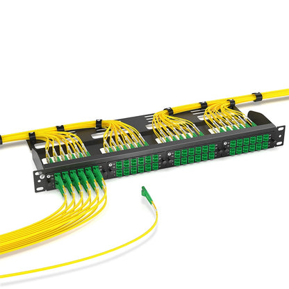 FHD® Fiber Adapter Panel, 24 Fibers OS2 Single Mode, 12 x LC APC Duplex (Green) Adapter, Ceramic Sleeve