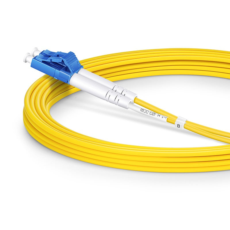 Fiber Patch Cable 3M (10FT), 2 Fibers, LC/UPC Duplex TO LC/UPC Duplex, OS2 Single Mode, Riser(OFNR), 0.9MM, Tight-Buffered,  Yellow