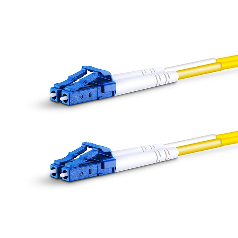 Fiber Patch Cable 3M (10FT), 2 Fibers, LC/UPC Duplex TO LC/UPC Duplex, OS2 Single Mode, Riser(OFNR), 0.9MM, Tight-Buffered,  Yellow