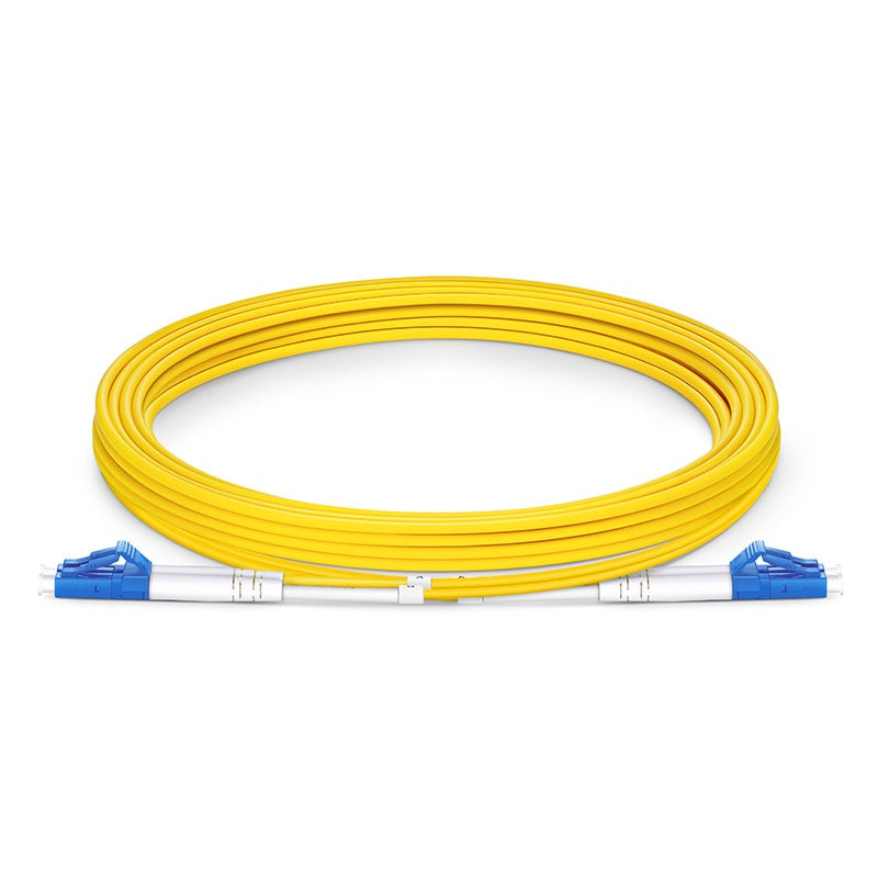 Fiber Patch Cable 3M (10FT), 2 Fibers, LC/UPC Duplex TO LC/UPC Duplex, OS2 Single Mode, Riser(OFNR), 0.9MM, Tight-Buffered,  Yellow