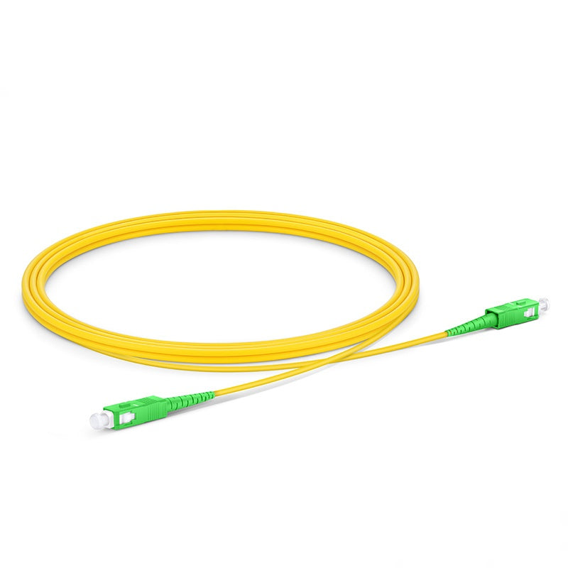 Fiber Patch Cable 1M (3FT), 1 Fiber, SC/APC Simplex TO SC/APC Simplex, OS2 Single Mode, Riser(OFNR), 0.9MM, Tight Buffered, Yellow