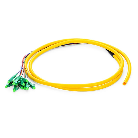 Fiber Pigtail 1M (3FT), LC/APC TO UNTERMINATED, 12 Fibers, Bunch, OS2 Single Mode, Riser(OFNR), 0.9MM, Yellow