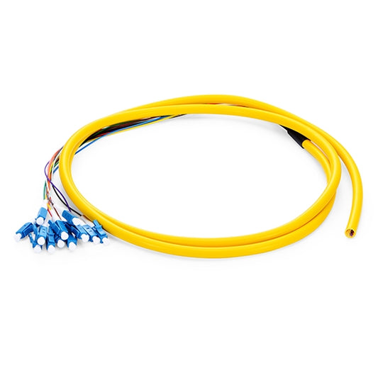 Fiber Pigtail 1.5M (5FT), LC/UPC TO UNTERMINATED, 12 Fibers, Bunch,OS2 Single Mode, Riser(OFNR), 0.9MM, Yellow