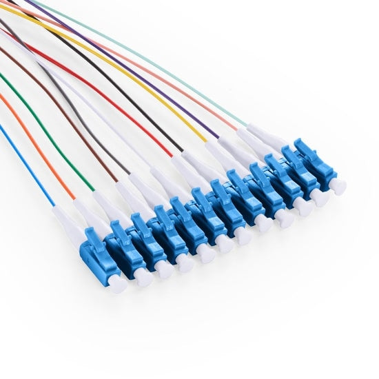 Fiber Pigtail 1.5M (5FT), LC/UPC TO UNTERMINATED, 12 Fibers, Bunch,OS2 Single Mode, Riser(OFNR), 0.9MM, Yellow
