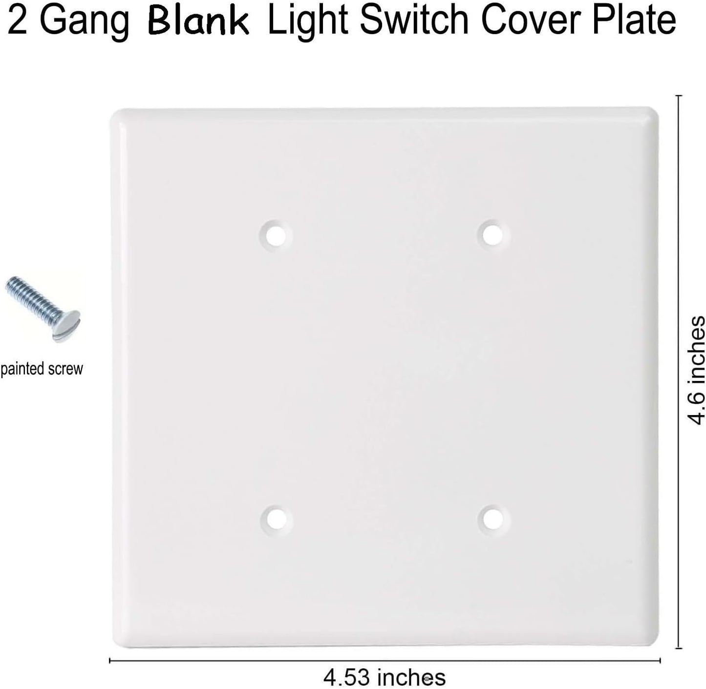 Blank Wall Plates (4 Pack) 2-Gang Blank Switch Outlet Electrical Cover Plate Unbreakable Thermoplastic Faceplate for Light Receptacle Outlet Switch, White