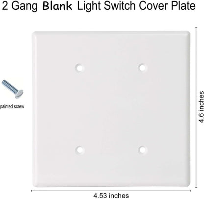 Blank Wall Plates (4 Pack) 2-Gang Blank Switch Outlet Electrical Cover Plate Unbreakable Thermoplastic Faceplate for Light Receptacle Outlet Switch, White