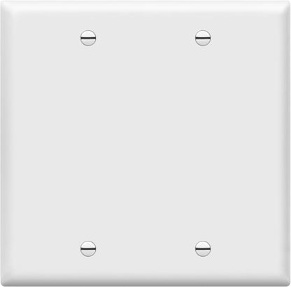 Blank Wall Plates (4 Pack) 2-Gang Blank Switch Outlet Electrical Cover Plate Unbreakable Thermoplastic Faceplate for Light Receptacle Outlet Switch, White