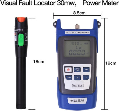 Fiber Optic Termination Tool Kit - 9 in 1 Assembly FTTH tool kit with FC-6S Cleaver, Optical Power Meter, Finder - 30km Visual Fault Locator, Optical Pliers, Cable Cutter, Stripper