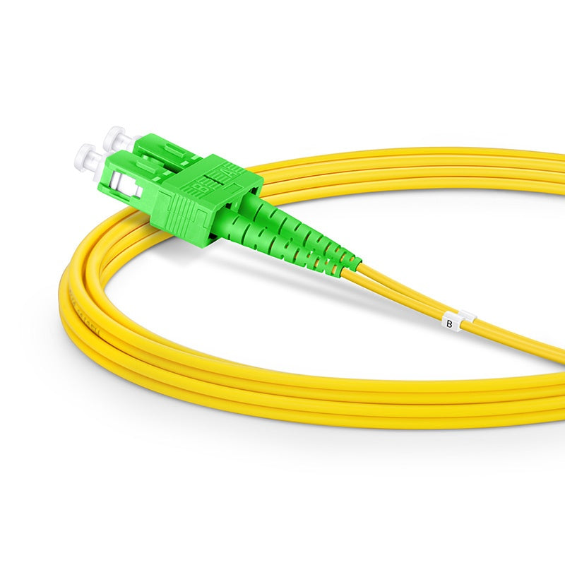 Fiber Patch Cable, 2M (7FT), 2 Fibers, LC/UPC Duplex TO SC/APC Duplex, OS2 Single Mode, Riser(OFNR), 0.9MM, Tight-Buffered,  Yellow