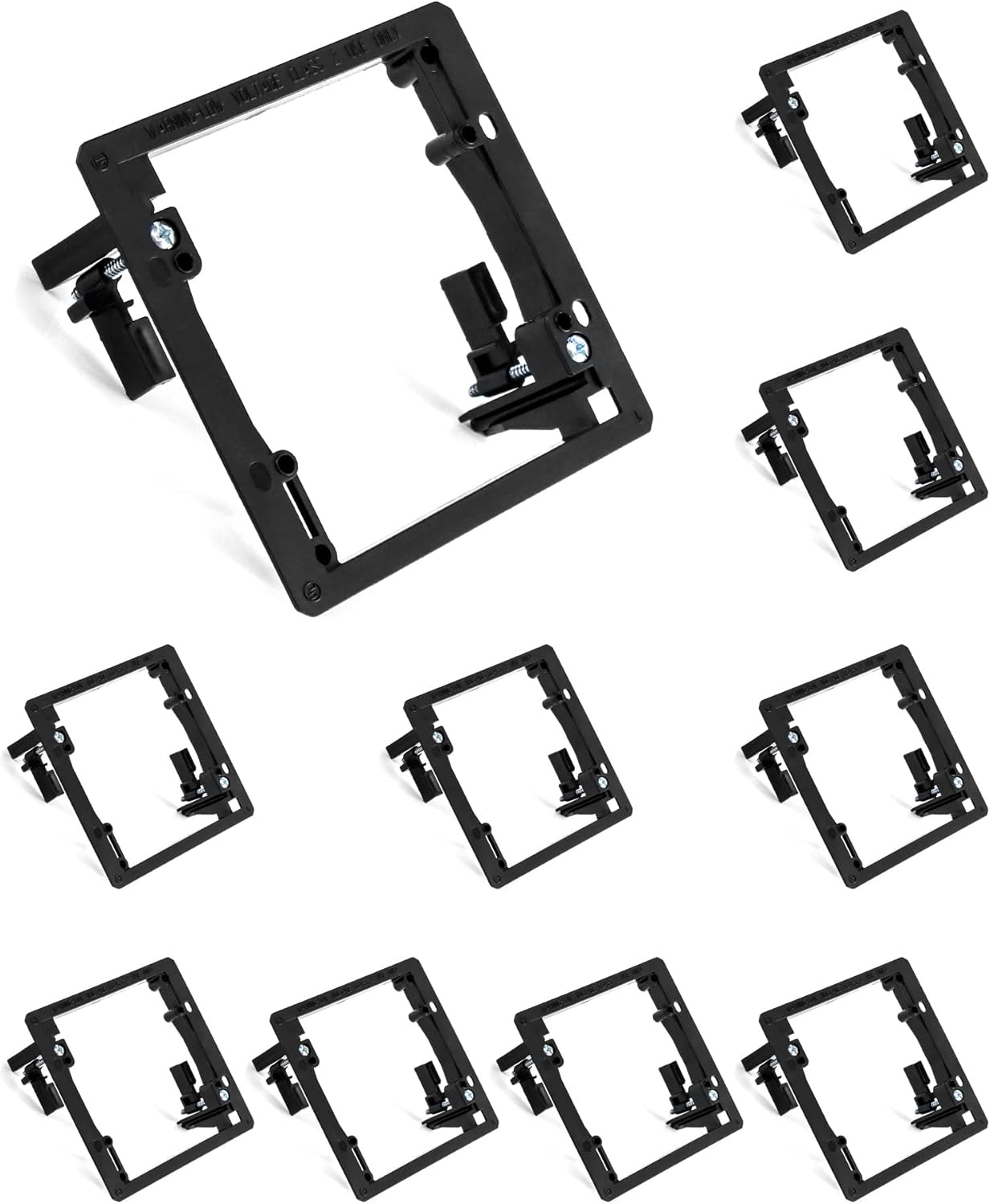 Double Gang Drywall Mounting Bracket 10PK, LOW VOLTAGE ONLY, BLK, Mudring
