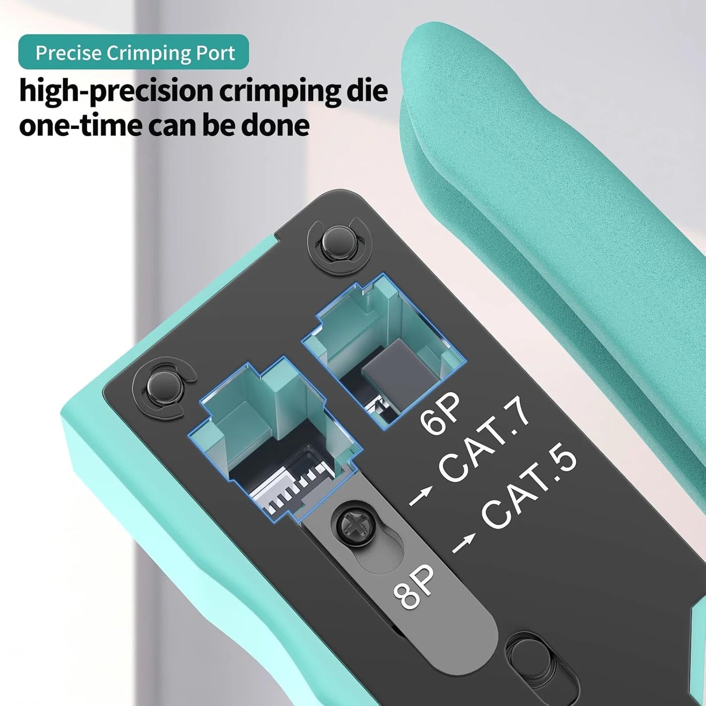 RJ45 Pass Through Crimp Tool, Ethernet Crimping Tool Kit All-in-one Crimper for Cat7 Cat6 Cat5 8P RJ45 6P RJ11/12 Connectors