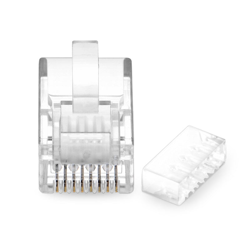CAT6 RJ45 Standard Modular Plugs (TWO-PIECE SUIT), Unshielded Network Connector or 23-24AWG Twisted Pair Solid Or Stranded Cable (100/PACK)