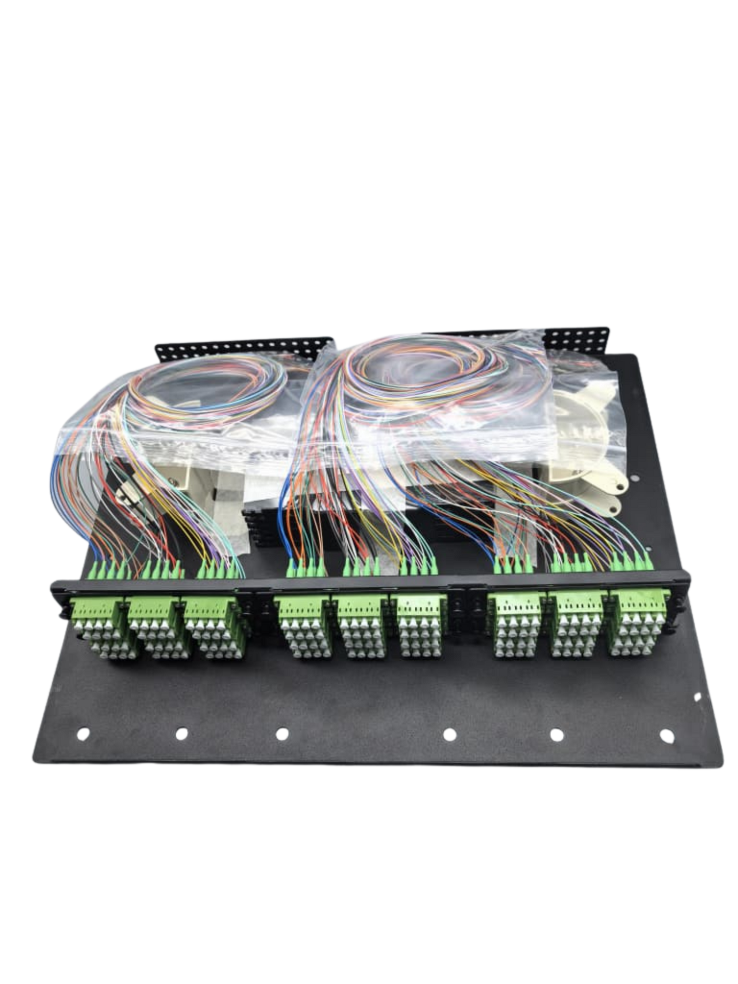 4U 288Core High Density Sliding Patch Panel, Loaded w/ 12pcs 24Core LC/APC Quad Adapter, 24 PCS LCAPC Single Mode Pigtails, 12pcs 24Core Fiber Splice Tray.