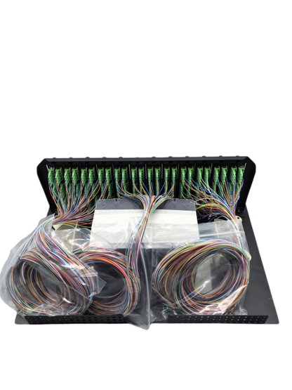 4U 288Core High Density Sliding Patch Panel, Loaded w/ 12pcs 24Core LC/APC Quad Adapter, 24 PCS LCAPC Single Mode Pigtails, 12pcs 24Core Fiber Splice Tray.