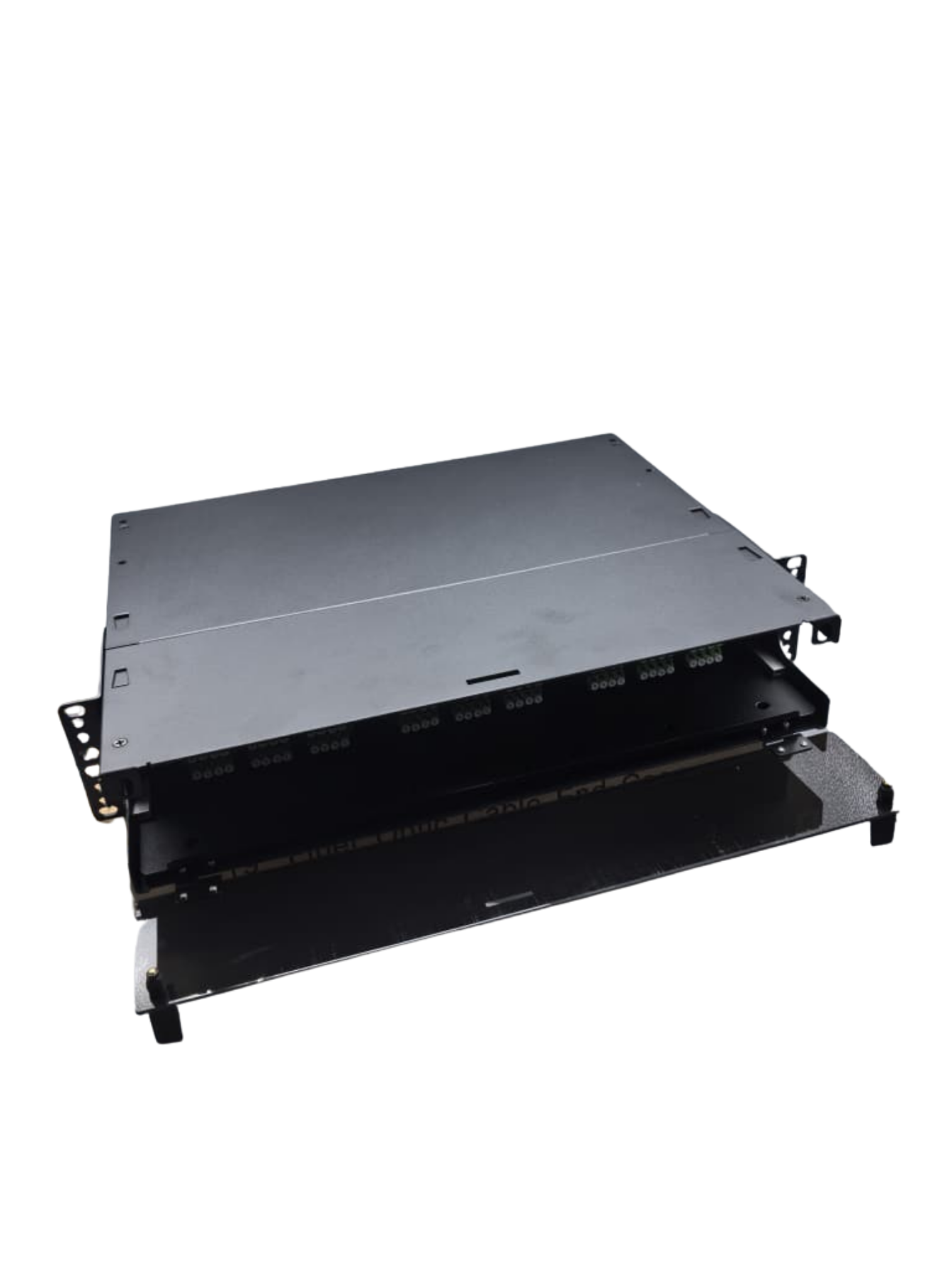 4U 288Core High Density Sliding Patch Panel, Loaded w/ 12pcs 24Core LC/APC Quad Adapter, 24 PCS LCAPC Single Mode Pigtails, 12pcs 24Core Fiber Splice Tray.