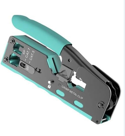 RJ45 Pass Through Crimp Tool, Ethernet Crimping Tool Kit All-in-one Crimper for Cat7 Cat6 Cat5 8P RJ45 6P RJ11/12 Connectors