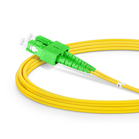 Fiber Patch Cable 30M(98FT),2 Fibers,  SC/APC DUPLEX, OS2 Single Mode, Riser(OFNR), 0.9MM, Yellow